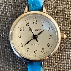 Bay Studio Petite Blue Leather Strap Quartz Watch | Fits 6–7” Wrist
